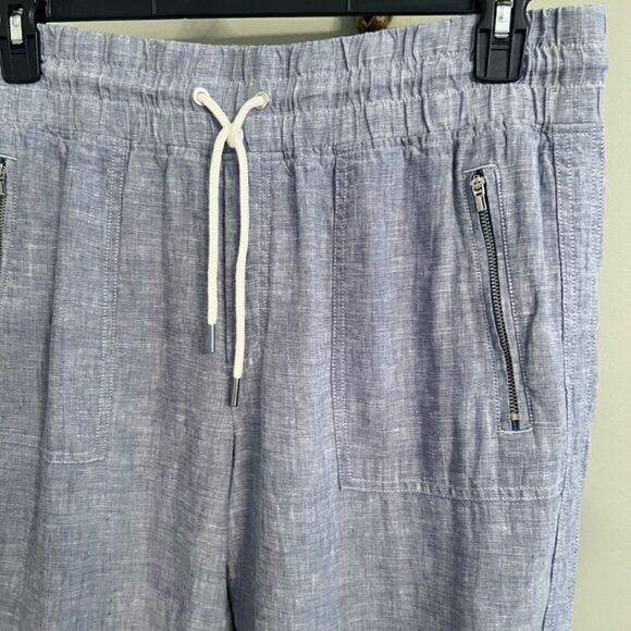 NWOT Women's Athleta Cabo Chambray Blue Linen Joggers Pants Size 12 - Picture 2 of 7